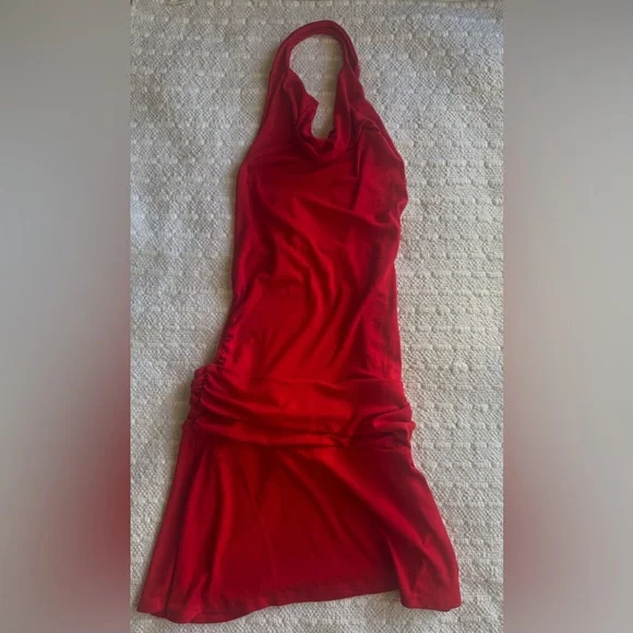 NWOT Free People Beach Valerie Halter Jersey knit Mini Dress in Red Sz M - Picture 3 of 10